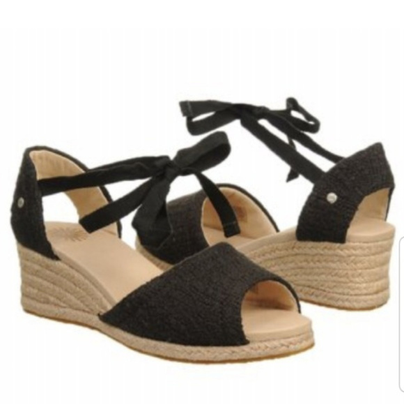 UGG Shoes - UGG Espadrille Delmar Leather Tie Jute Wedges